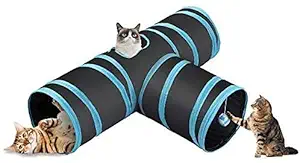 Petlicious & More Pet (T Shape) Cat Tunnel - Collapsible 3 Way Play Toy, Tube Fun for Rabbits, Kittens (Pack of One)