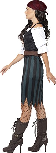 Smiffys Adult Women's Pirate Deckhand Costume, Shirt, Mock Waistcoat, Skirt, Belt & Bandana, Pirate, Serious Fun, Size M, 45491