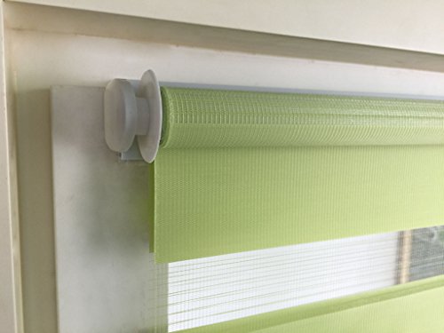 Doppelrollo Duo Rollo Jalousie Seitenzug Rollo Kettenzugrollo von Mass-Gardinen-Shop, Klemmfix ohne Bohren mit Klemmträger 75x150cm (Light Green) - 9