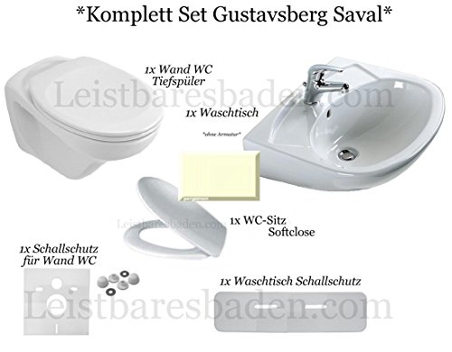Gustavsberg Saval *KOMPLETT Set Wand WC Softclose Sitz Waschtisch 60 cm Farbe Pergamon