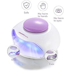 TOUCHBeauty Secador de Uñas Portátil con Aire y Luz LED Ideal para Esmalte de Uñas Regular, Tamaño Mini, Potente Ventilador, Accionado por Baterías AG-0889