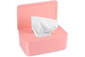 SIMUER feuchttücherbox,Feuchttücher Box Baby,Serviettenbox,,Feuchttücher Aufbewahrungsbox,Kunststoff Feuchttücher Spender mit Deckel für Zuhause und Büro (rosa)