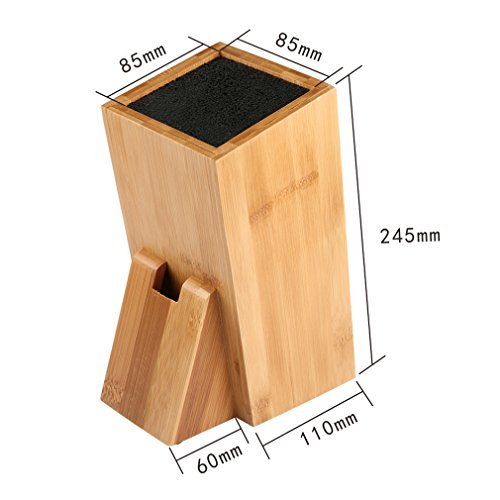 SHINY HOME® Universal Messerblock Messerhalter Borsteneinsatz herausnehmbar Messeraufbewahrung ohne Messer Bambus mit Borsteinsatz schwarz - 6