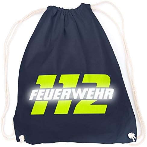 Vanverden Sports Gym Bag Special 112 Firemen &amp; Reflector with Gift Card, Children (Unisex), T621-Navy-NeonGelb-Reflex, French Navy (Dunkel Blau)