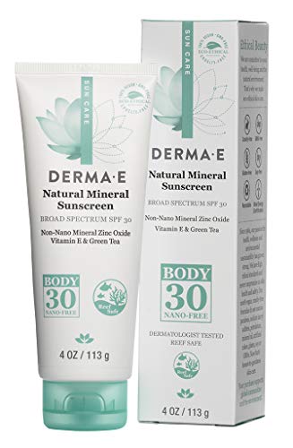 Derma e Antioxidante Natural Sunscreen SPF 30 loción corporal con vitamina C y té verde 4 oz