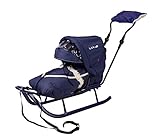 Schlitten DeLux Unbekannt Schlitten Delux mit Lehne,Fußsack,Verstellbarer Schiebestange,Verdeck,Viele Farben (Silber-blau)