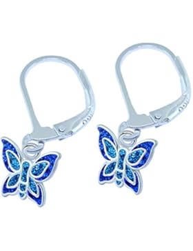 SL-Silver Ohrringe Kinderohrringe Schmetterling zwei Farben Leverback 925 Silber
