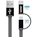Tukzer 3.2ft / 1mtr Premium 2in1 Duo TYPE-C & MICRO USB High Speed Charge & Sync, Tangle Free, Reversible Design Flat cable [GREY] RS.349.00