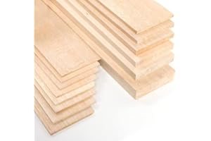 Materia Prima Madera de Balsa para Manualidades y Proyectos de Arte. Tabla de Madera Ligera para Maquetas y Aeromodelismo. Plancha de Madera de Corte Fácil. Lámina de 10 x 100 cm. Grosor 5 mm