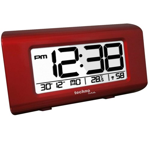 WT 197 - eleganter Funkwecker mit Temperaturanzeige, Technoline, rot-metallic, 14,5 cm x 38,8 cm x 7,2 cm