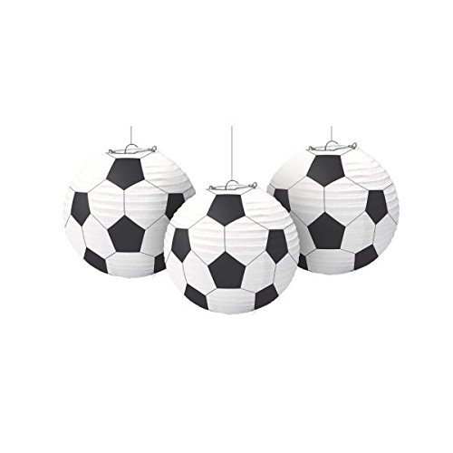 Amscan 240178 – Hängedekoration – Lampions Fußball, 3 Stück, circa 24 cm - 3