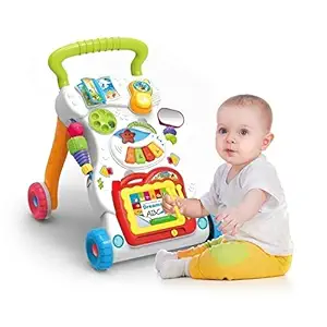 GRETIC Baby Sit-to-Stand Learning Music Walker Trolley Multifunctional Music Cartoon Musical Developmental Educational Toy Gifts for Baby Toddlers Boys Girls Kids for Age 9 Months up || Multicolor
