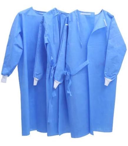 Pack Of 10 Disposable Isolation Gowns With Elastic Cuff Knitted Cuff Late X Free Non Woven Fluidresistant Dental Hospital Industries One Size Fits All 10 Pcs 1 Bag Blue - View #6