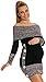 Happy Mama Women's Maternity Bardot Knitted Jumper Dress Pullover Sweater. 913p (Black, 10/14)