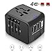 Produktbild Agedate Universal Reise-Adapter, World Reisestecker Adapter mit 3 USB Ports und Type C International Ladegerät Sicherheit AC Steckdose für Reisen in über 220 Länder weltweit US UK EU AU Asien