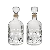 2 leere Glasflaschen 500ml Glasflasche Totenkopf MADE IN GERMANY Flasche Pirat Skull Glasschädel 0,5 Liter l Glas-Schädel Likörflaschen Whisky Karaffe Schnapsflasche von slkfactory