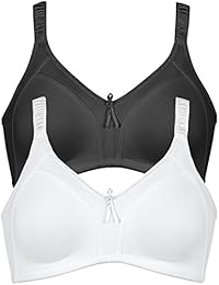 Naturana - Sujetadores sin Aros para Mujer 5101 (Pack de 2) Negro Blanco EU 75 / ES 90 B