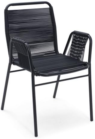 Hörle Stacking Outdoor Garden Dining Chair (Material: Wicker/steel, Assembly Required: No) (Black)