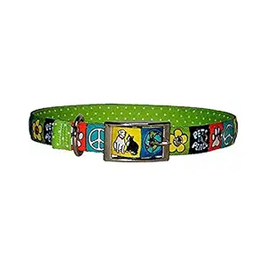 Yellow Dog Design Uptown Collar, Large, Pets for Peace on Green Polka