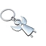 Portachiavi con ciondolo a forma di angelo custode con cuore in mezzo | fortuna | protezione | salute | cielo | Dio | Regalo 