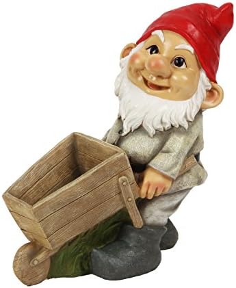 "Country Living" Happy Garden Gnome With Wheel Barrow