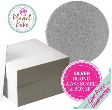 Round Cake Board and Box Set - 12 Inch Silver Fern