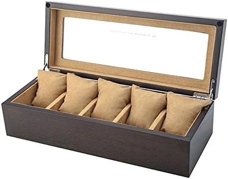 5 Slots Wooden Watch Box Black Watch Display Cases With Key Watch Storage Mens Gift Boxes WB181, B