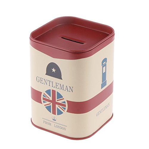 Britische Art Jahrgang Metall Sparschwein Spardose Sparbüchse Münze Box Piggy Bank – Rot - 7