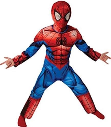 HarrowandSmith Boy's Cosplay Spider Man Superhero Muscle Chest Jumpsuit Snood Costume Outfit (Large)