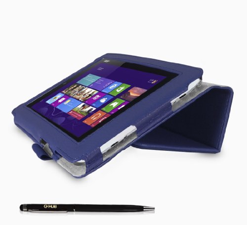 Acer W3-810 Tablet Case / Tablet Case / Schutzhülle in MARINEBLAU mit integrierter Standfunktion ( PropUp Stand ) & Handschlaufe ( Hand Strap ) von G-HUB® – PropUp Stand Hülle / Fall / Tasche / Folio für Acer W3810 ( Alle 8,1 Zoll Modelleeinschließlich: 32GB / 64GB / 3G / LTE / BlueTooth / WiFi / 2013 modèle , etc. ) Jetzt mit BONUS: G-HUB ProPen Stylus - 2