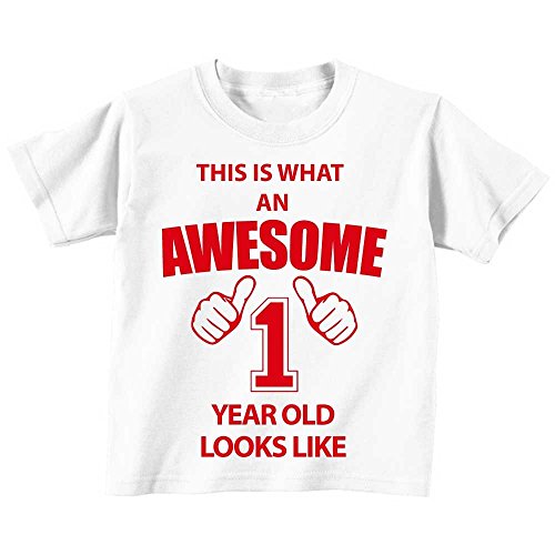 60 Second Makeover LimitedThis is What an Awesome 1 Year Old Looks Like White Tshirt Red Text