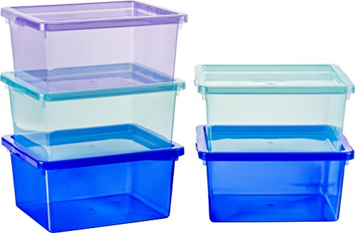 Kigima Basic Box 2l 5er Set Ordnungssystem Aufbewahrungsbox Aqua-Mix blau, türkis, lavendel