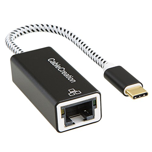 usb-c zu Ethernet Adapter, cablecreation USB Typ C bis RJ45 Gigabit Ethernet Adapter, kleine Größe und keine Drive erforderlich, schwarz & weiß Aluminium - 3
