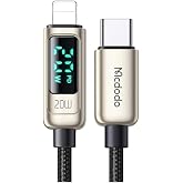 Mcdodo Ca-8811 20W Dijital G&ouml;stergeli Type-C To Lightining Pd-Data Şarj Kablosu-G&uuml;m&uuml;ş