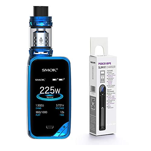 Authentique SMOK X PRIV Kit 225W TFV12 Prince 2mL (Bleu) SMOK XPRIV Cigarette électronique Starter Kit avec PEACEVAPE TM 18650 Chargeur mince à 1 fente