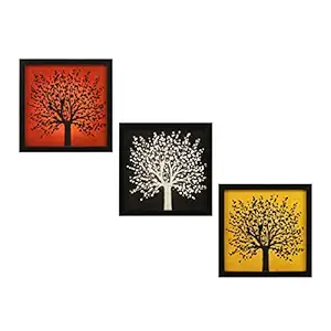 INDIANARA 3 Piece Set of Framed Wall Hanging Decor Modern Art(1066) Prints 8.7 INCH X 8.7 INCH Without Glass