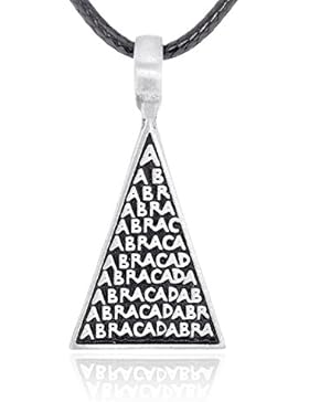 Llords Schmuck | Abracadabra Halskette mit magischem Wort Anhänger + Versilberter Verschluss, feinster Zinn Metall...