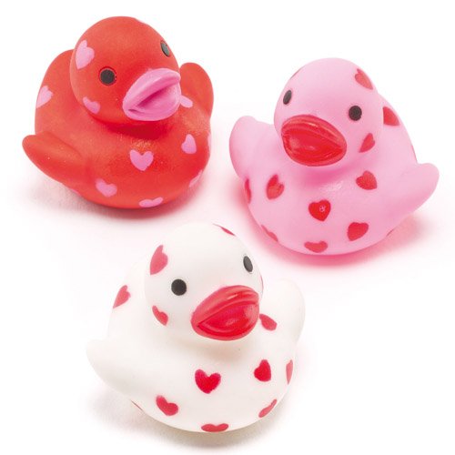 Mini Heart Rubber Ducks Perfect Party Bag Filler for Children (Pack of 6)