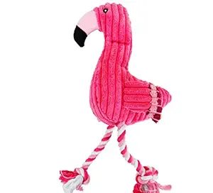 ONEMEW Dog Plush Toys,Cute Flamingo Durable Squeaky Teething Toys for Puppy, Interactive Stuffed Dog Chew Toys for Small-Large Dogs