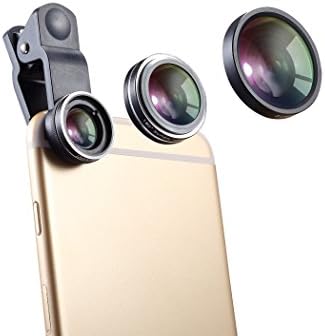 WONBSDOM 3 in 1 Universal Clips on Lenses Kit(Black) with FishEye Lens+Macro+Wide Angle Lens +Microfiber Cleaning Cloth for iPhone/4S/5/5S/5C/SE/6/6S Plus/7/7 Plus iTouchs&amp;iPads series Samsung GalaxyS4/S5/S6/S7 Note 2/3/4/5/6 HTC Nokia Sony,BlackBerry etc.