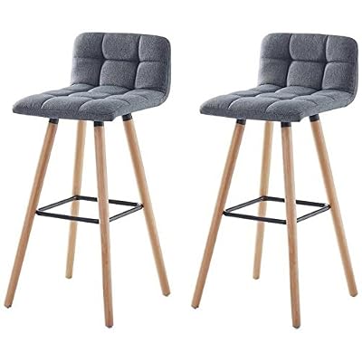 Générique STINA Lot de bar 2 tabourets de bar en bois hetre massif - Revetement tissu gris anthracite - Scandinave - L 42 x P 49 cm