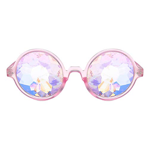 Preisvergleich Produktbild MMLC Kaleidoskop Gläser Regenbogen Rave Wurmloch Prisma Diffraktion Brille (Pink)