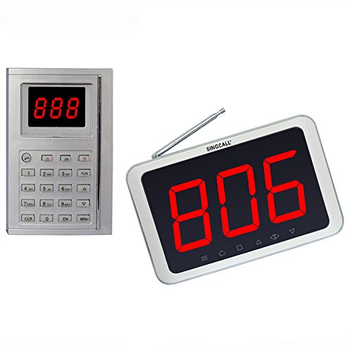 SINGCALLWireless Calling System,Classic Pager System with Transmitter APE100 and Screen Receiver