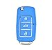 Price comparison product image VWKS37D Inion 10 3 Button Replacement Key Shell – Light Blue/Light Blue Remote Key Fob Flip Key Wrench with blank (HAA) Remote Key Shell without Transponder or Electronics.