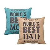 YaYa cafe for Parents, Worlds Best Mom Dad Cushion Covers 12X12 inches Marriage Mothers Fathers Day