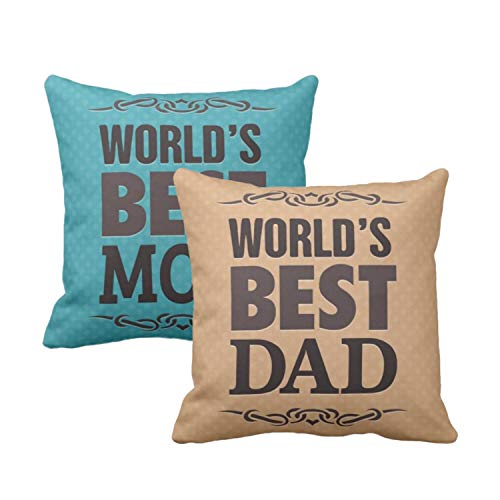 YaYa cafe for Parents, Worlds Best Mom Dad Cushion Covers 12X12 inches Marriage Mothers Fathers Day