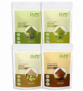 Pure Herbology Pure & Natural Henna Powder, Amla Powder, Indian Indigo Powder, Shikakai Powder For Hair Care(Each 100 gm)