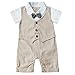 TiaoBug Baby Boys Gentleman Romper Jumpsuit Suit Hat Bowtie Communion Party Bodysuit Clothing 12-18 Months Khaki