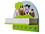 Flophi große Kindergarderobe mit Mützenablage Motiv Bauernhof - 2