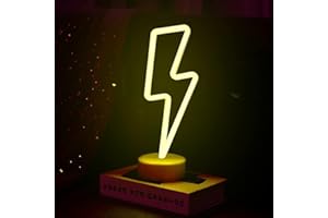 ALEENFOON enseigne lumineuse LED néon décor de chambre veilleuses éclairage intérieur à piles et alimenté par USB Lampes de nuit et de table pour Bar de fête de Noël (Éclair Blanc Chaud)